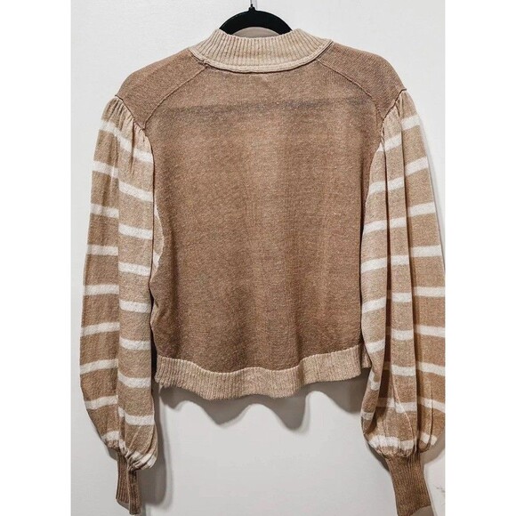 Free People Between The Lines‎ Lightweight Linen Sweater Size Medium in Beige - Picture 5 of 7
